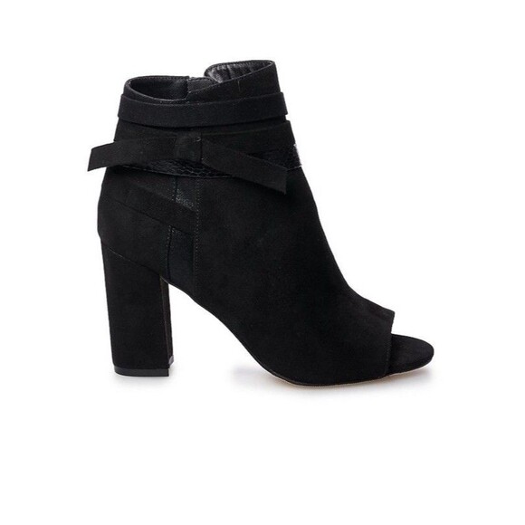 Madden NYC Bell Women’s Ankle Boots Black Open Toe Zipper Closure Size 8 - Picture 1 of 13